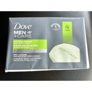 4 Bars‎ Pack Dove Men+ Care Body+Face Bar Soap, Extra Fresh Invigorating Formula